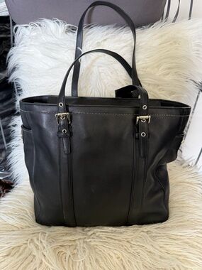 Black Leather Coach Tote